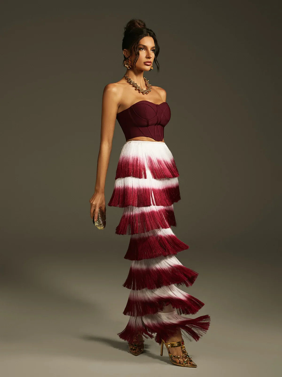 Bordeaux Cascade Fringe Set
