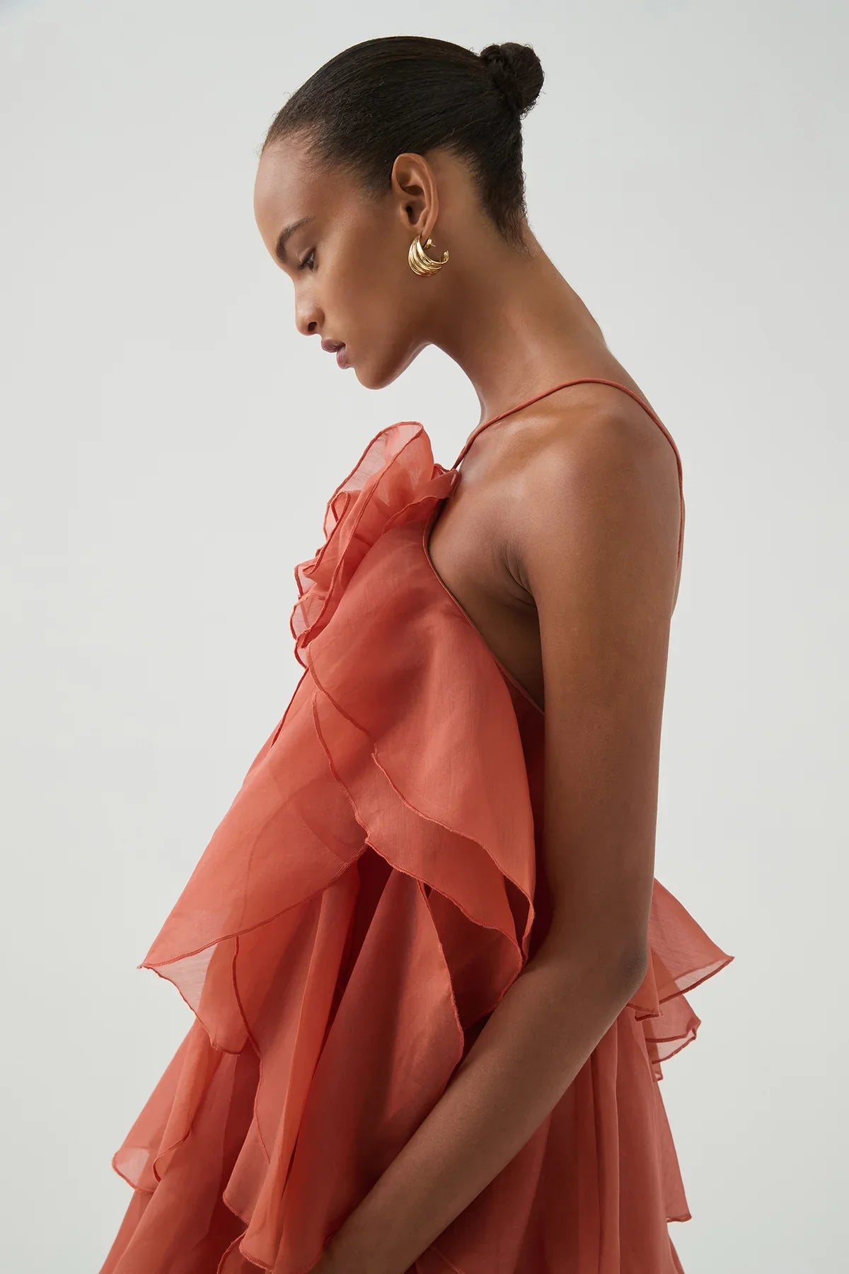 Flower layered backless maxi dress