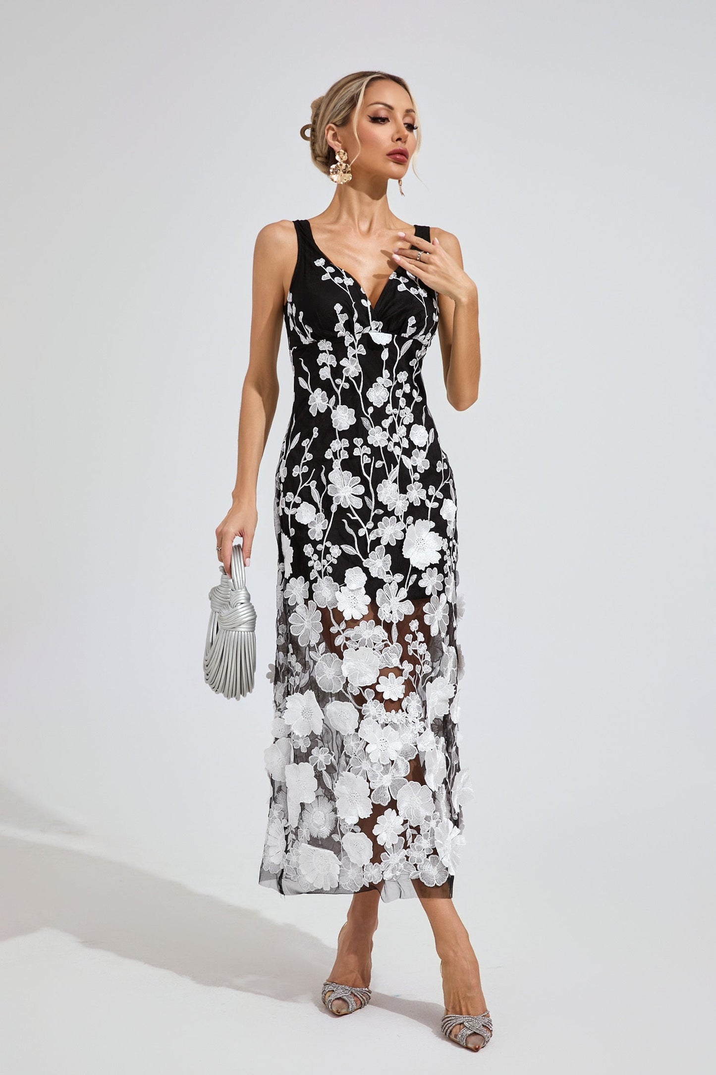 Midnight Garden Embroidered Dress