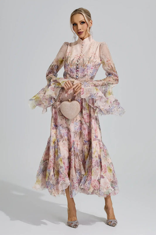 Rosalie Floral Chiffon Midi Dress