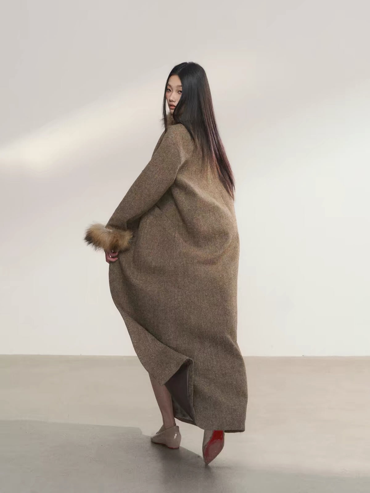 Marlowe Faux Fur Trim Maxi Coat
