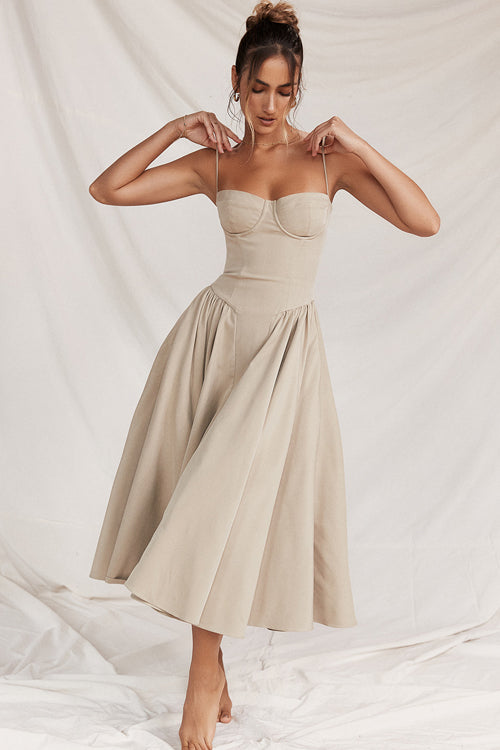 Longing For Love Strap Bustier Midi Dress - 8 Colors Light Grey