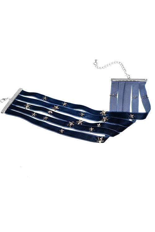 Rivet Layered Cool Choker Blue