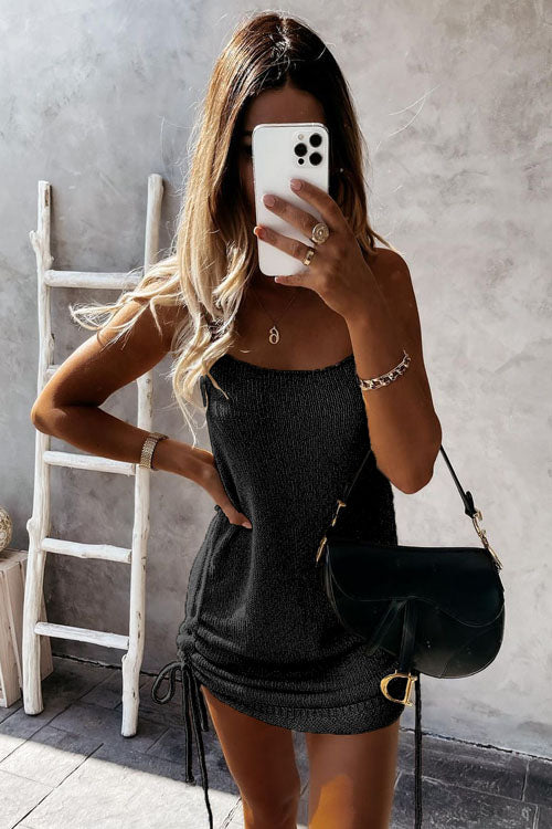 Keep An Eye Out Sleeveless Knit Mini Dress Black