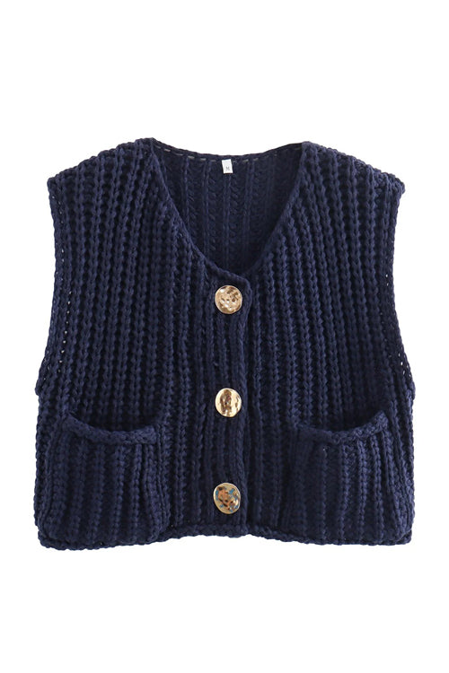 Days Of Styles Knit Pocket Tank Top - 9 Colors Navy