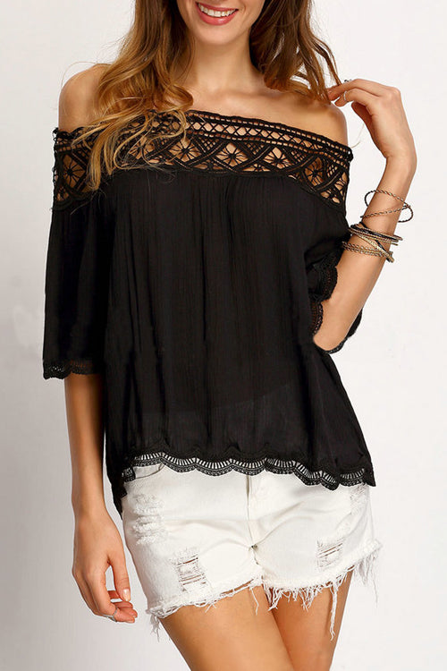 Sweet Memories Off the Shoulder Eyelet Top - 3 Colors Black