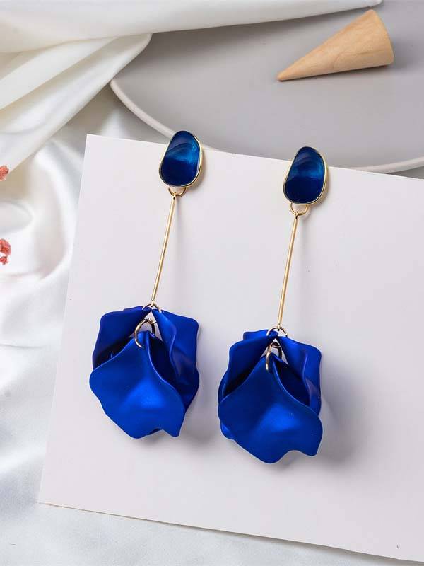 Petal Tassel Earrings Blue F