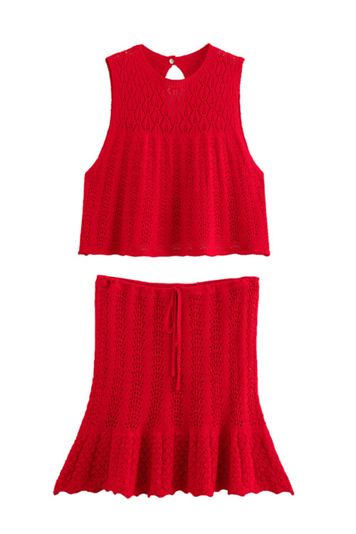 Love Story Knit Crochet Suit - 3 Colors Red Suit (Save $10)