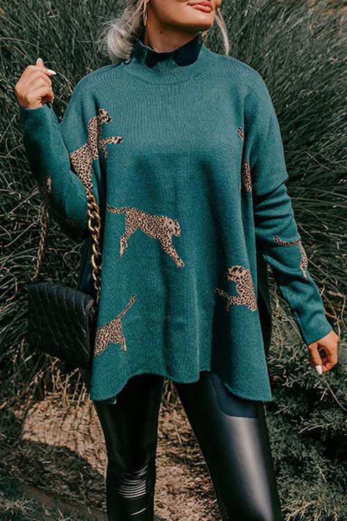Happy To See You Leopard Knit Sweater - 4 Colors Dark Green