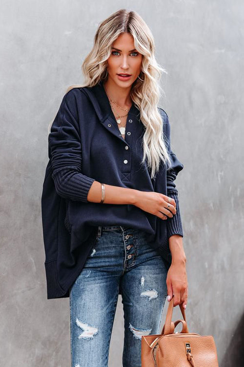 Get Going Cotton Pocket Hoodie Top - 8 Colors Navy