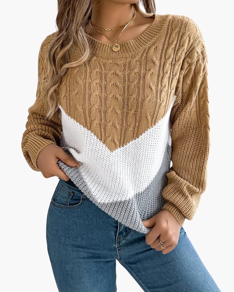 Evie | Chevron Cable-Knit Sweater