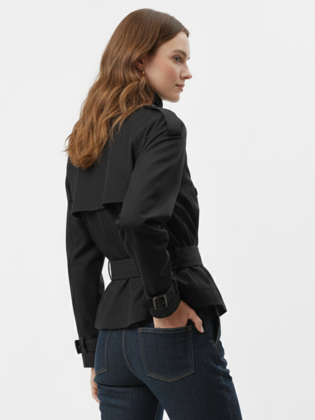High-Neck Belted Trench Coat | Isabelle