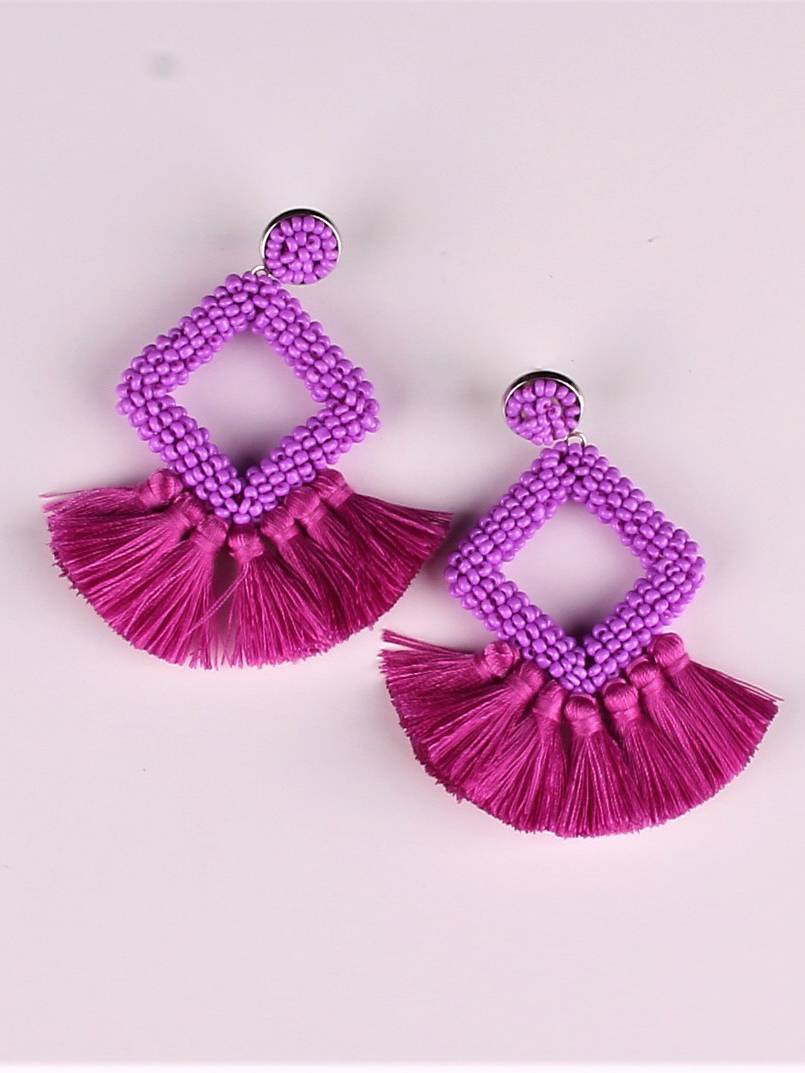 Hand-woven Tassel Earrings Purple F