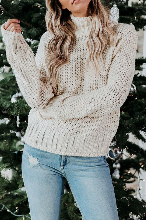 Emerson High-neck Knit Sweater White
