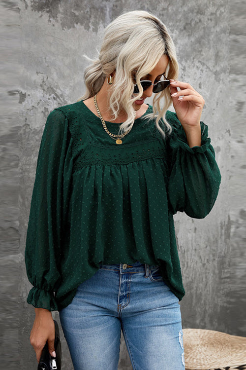 Always Amazing Swiss Dot Lace Top - 6 Colors Dark Green