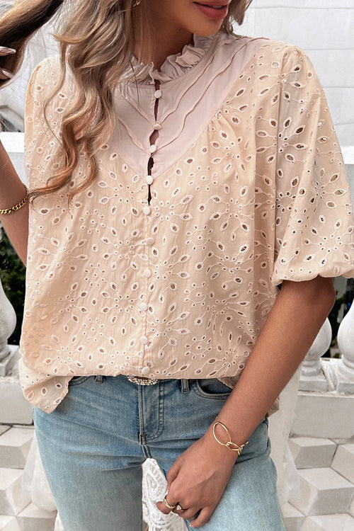 Ready For Today Lace Short Sleeve Top - 5 Colors Beige