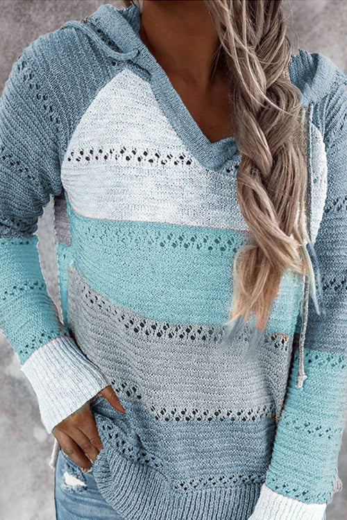 Cute And Cozy Striped Knit Sweater - 4 Colors Blue
