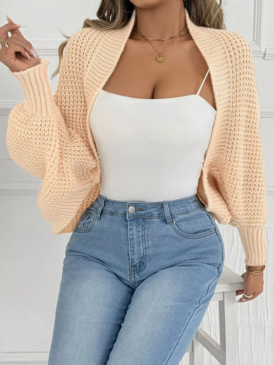 Open Front Batwing Sleeve Cardigan – Cozy Women’s Relaxed Fit Layering Sweater