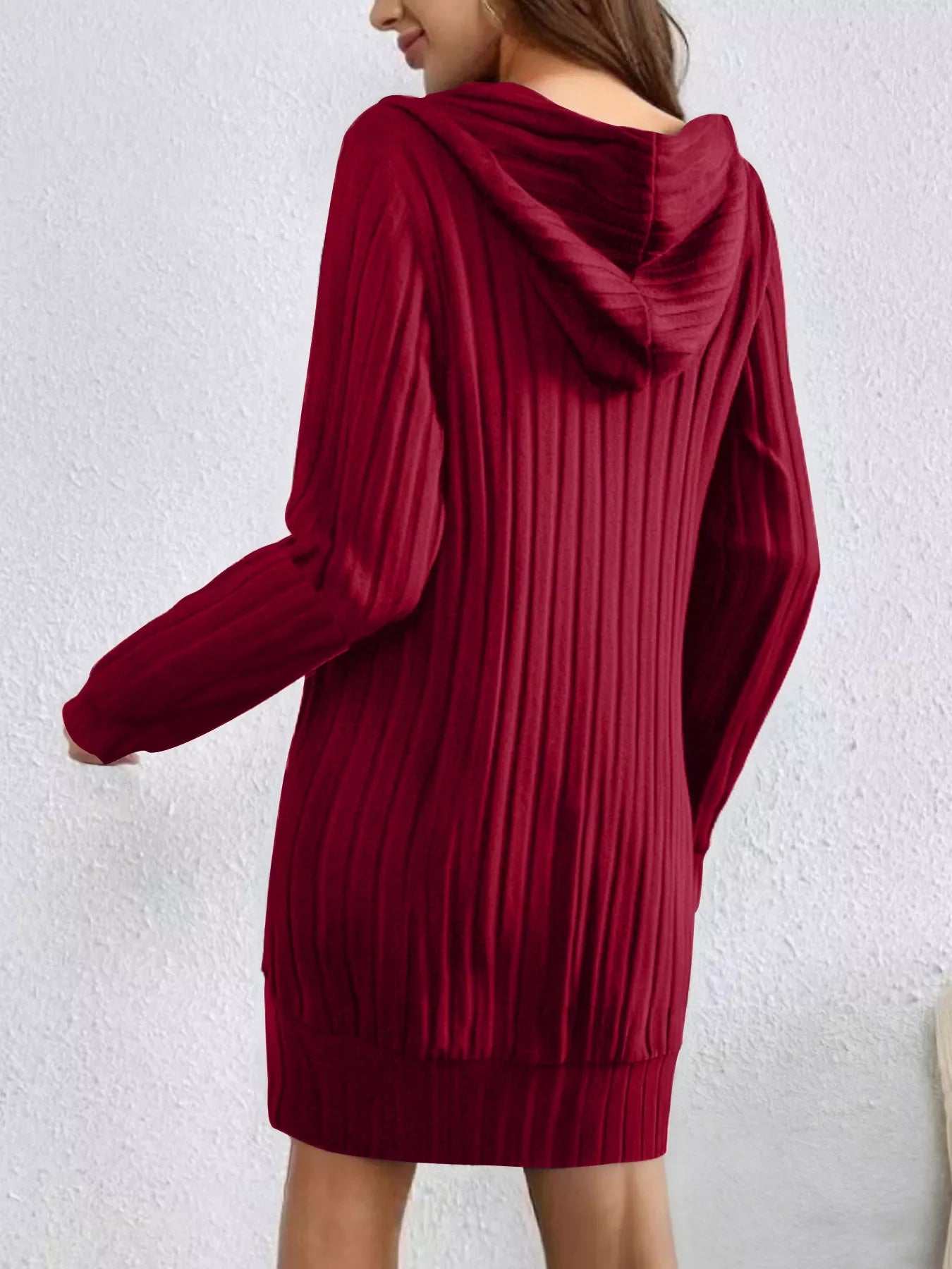 Ribbed Knit Hoodie Dress