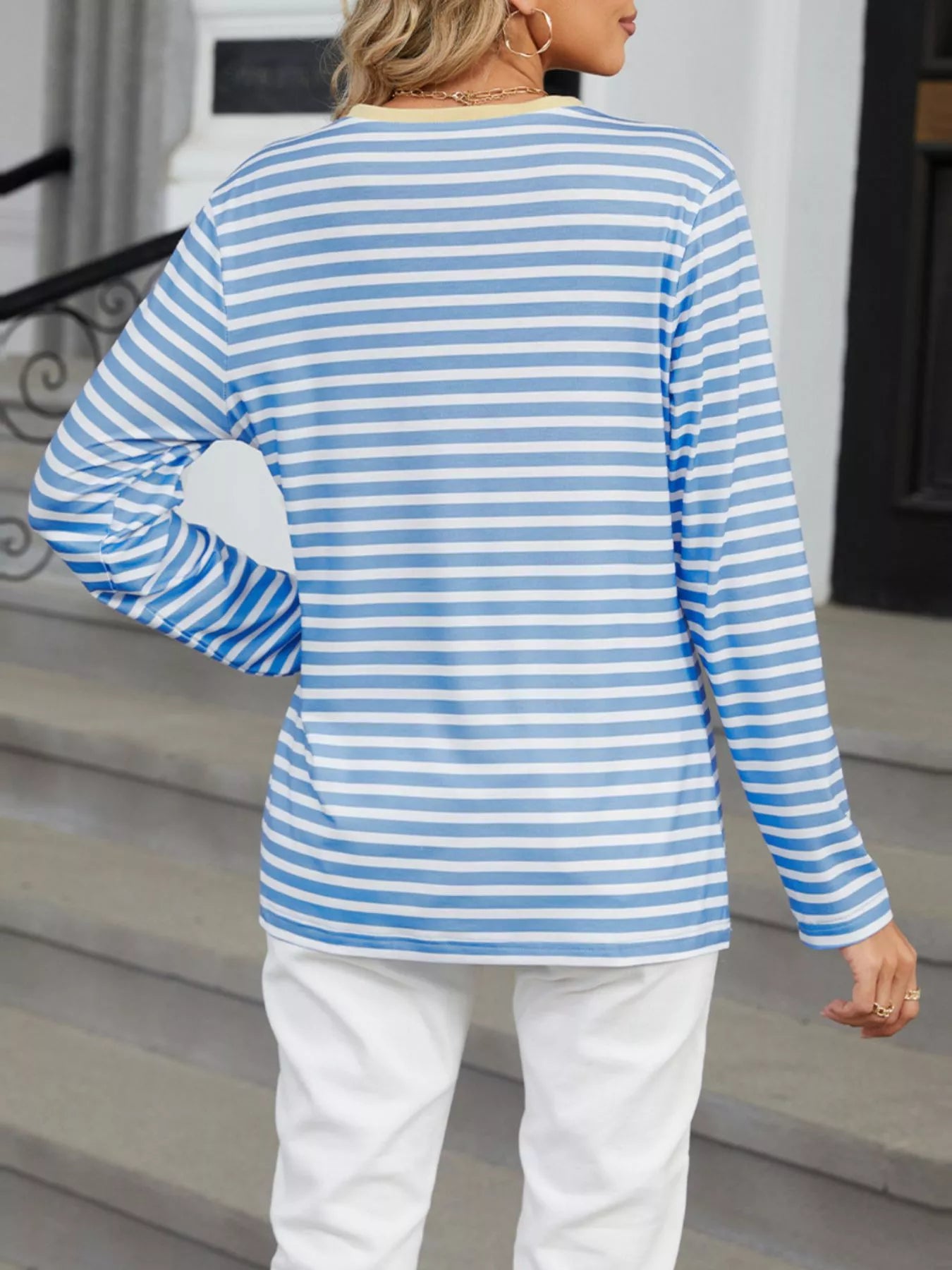 Striped Long Sleeve Henley T-Shirt – Classic Comfort with Modern Style