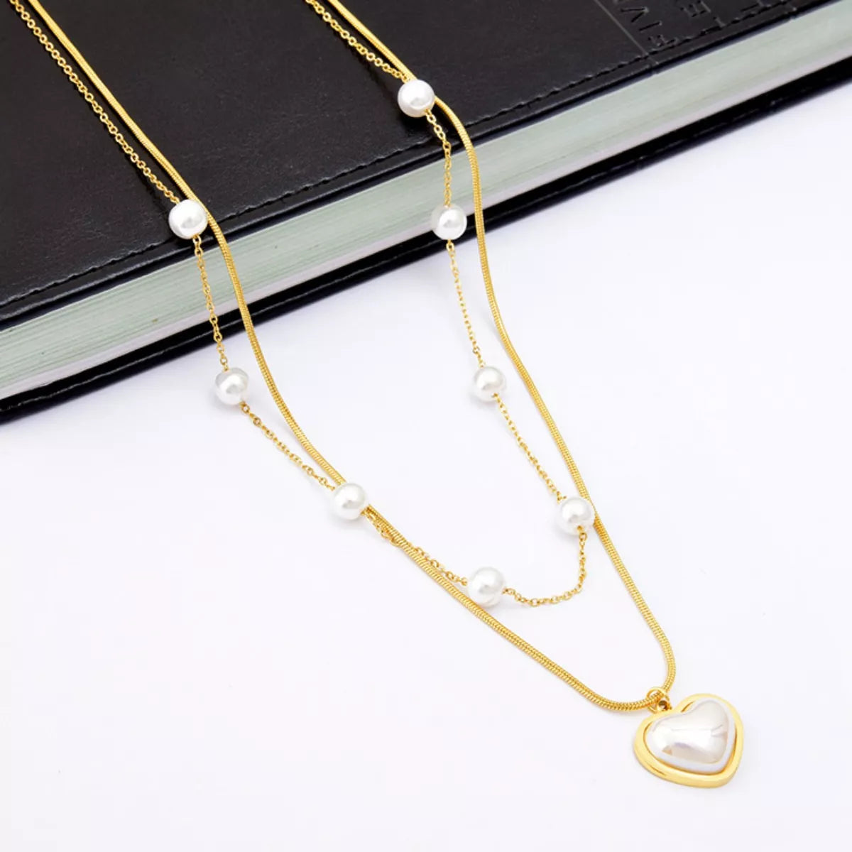 18K Gold-Plated Double Layered Heart Necklace Gold One Size