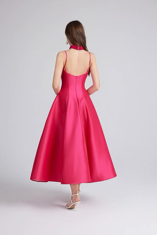 Rosalie Satin Choker Midi Dress