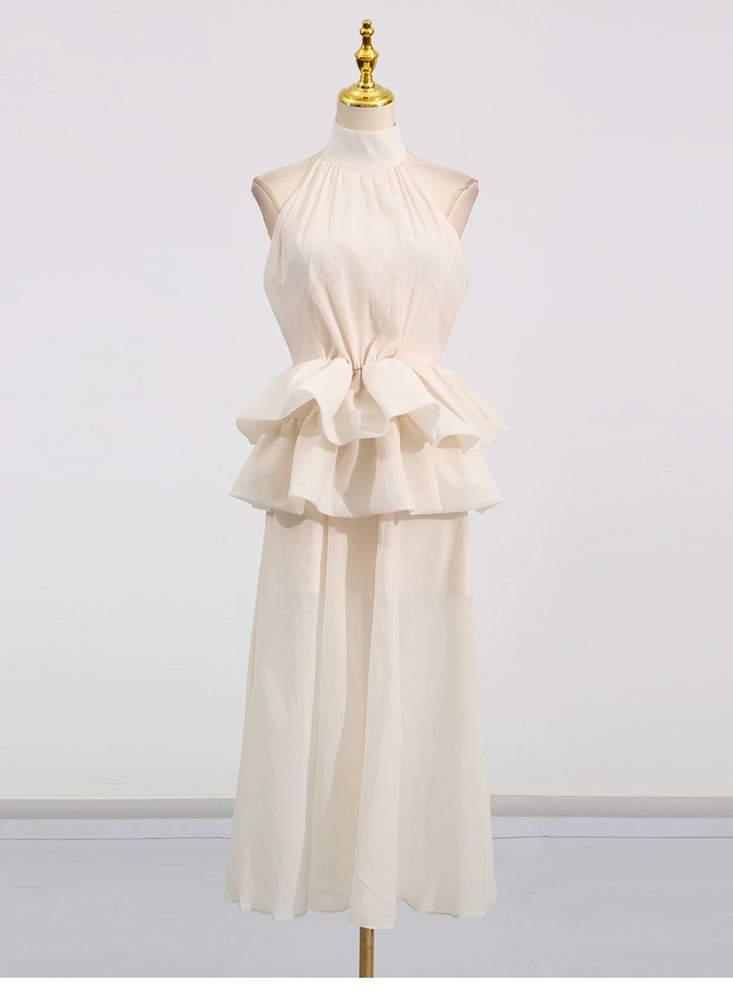 Soleil Ruffle Halter Maxi Dress