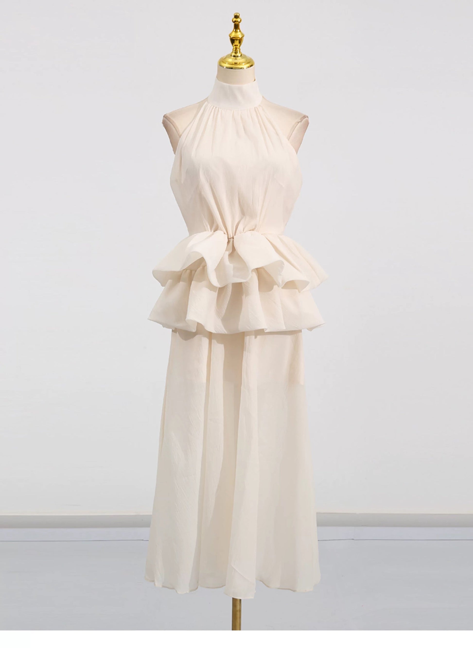 Soleil Ruffle Halter Maxi Dress