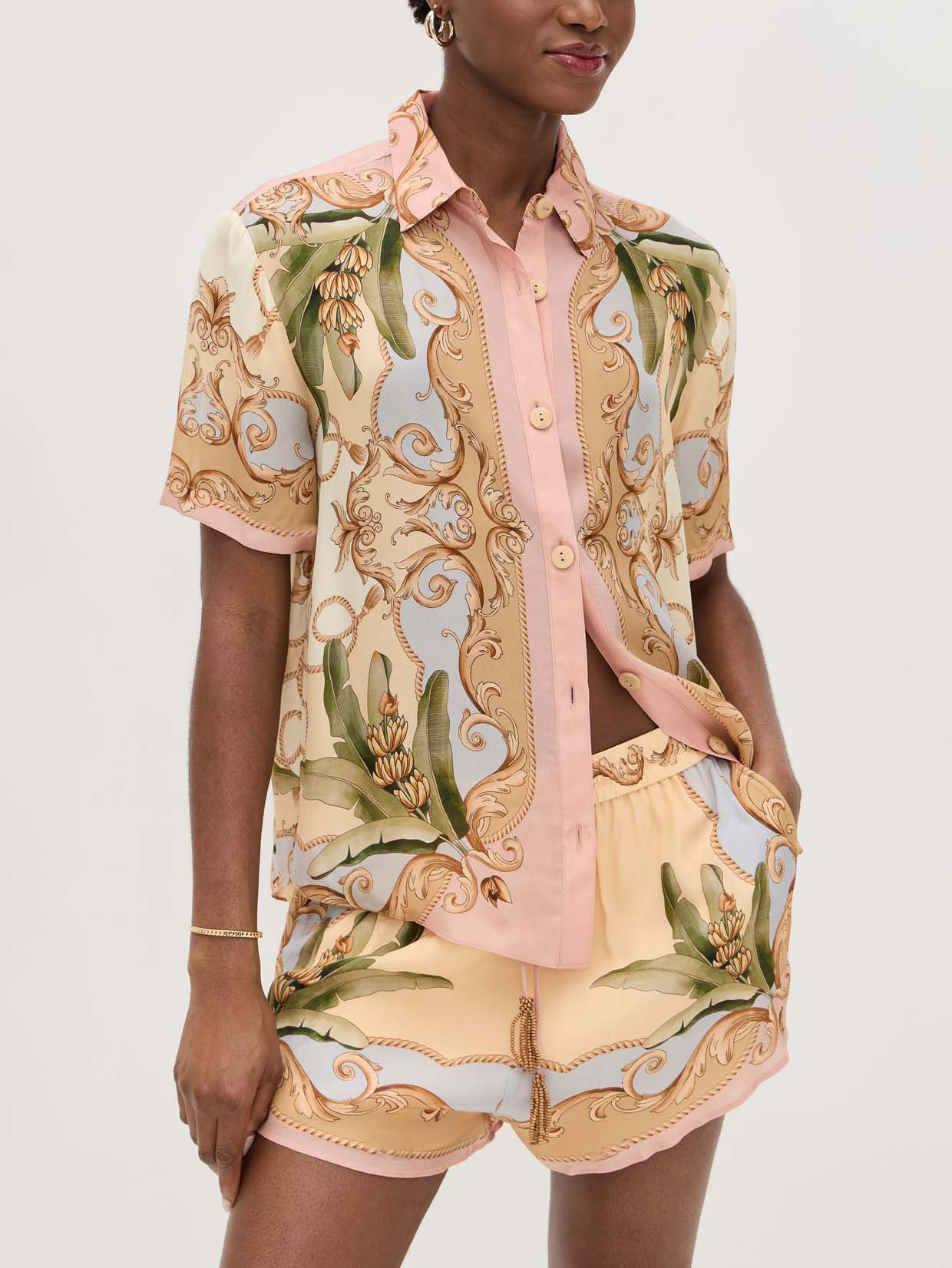 Retro Botanical Kaleidoscope Print Two-Piece Set Multi