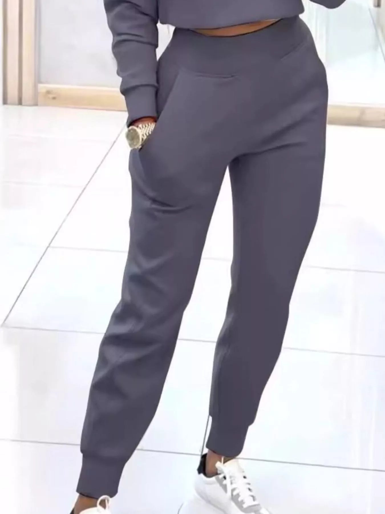 Casual Chic Cropped Sweatshirt and Jogger Set