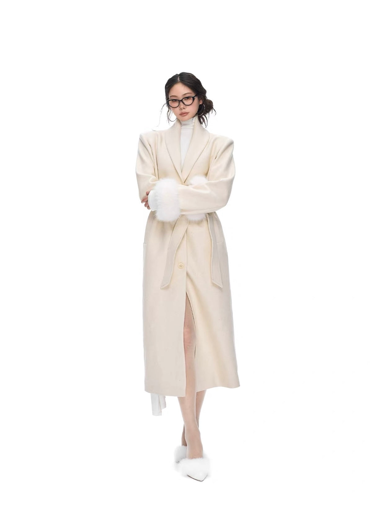 Seraphine Fur Cuff Belted Coat