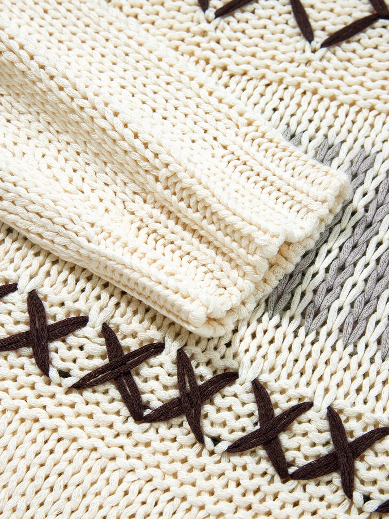 Contrast Stitch Detail V Neck Drop Shoulder Sweater