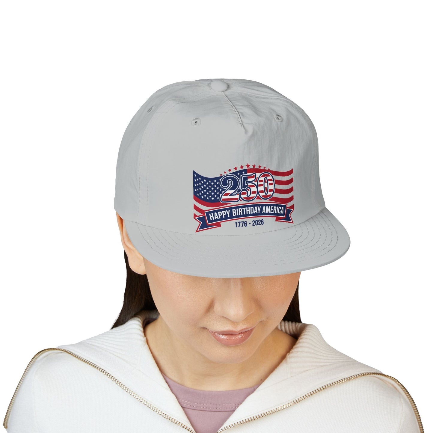 250th America Flag Surf Cap — "Happy Birthday America" Patriotic Hat (1776–2026)