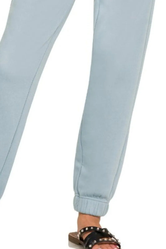 Blue Grey Fleece Jogger Sweatpants – Cozy With Pockets