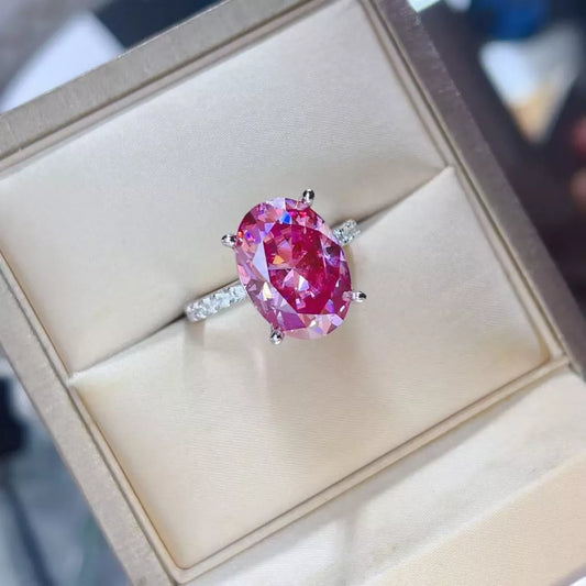 8 Carat Moissanite Oval 925 Sterling Silver Ring