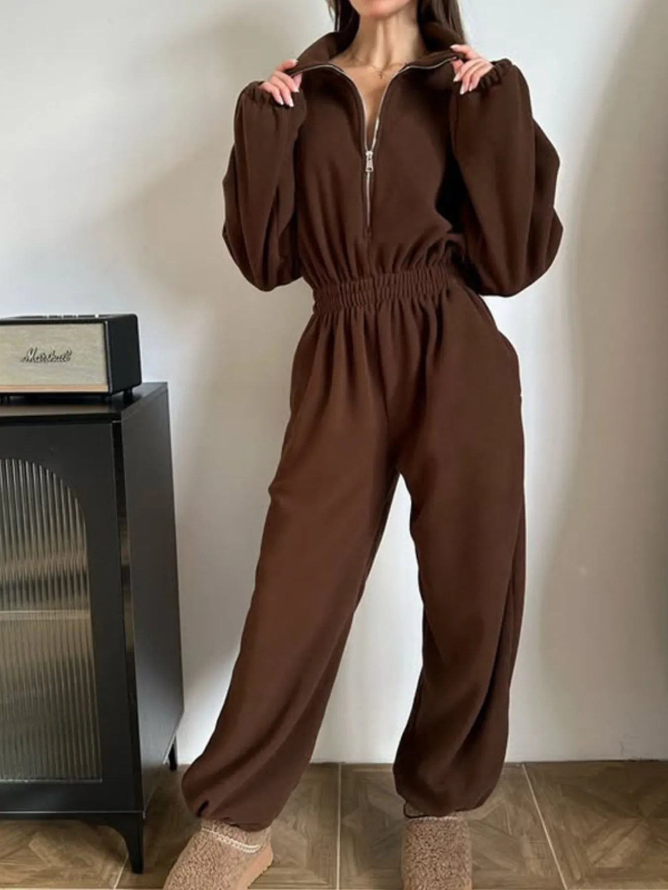 Women's Jumpsuit Zip Front Long Sleeve