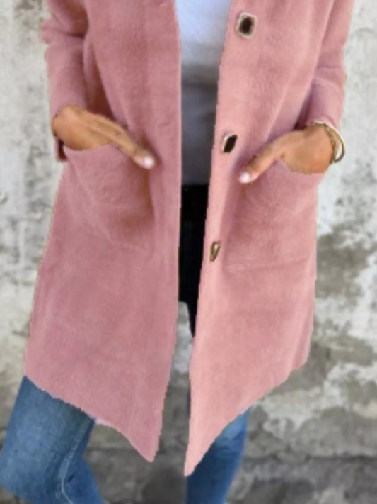 Full Size Button-Down Long Sleeve Longline Coat Plus Size