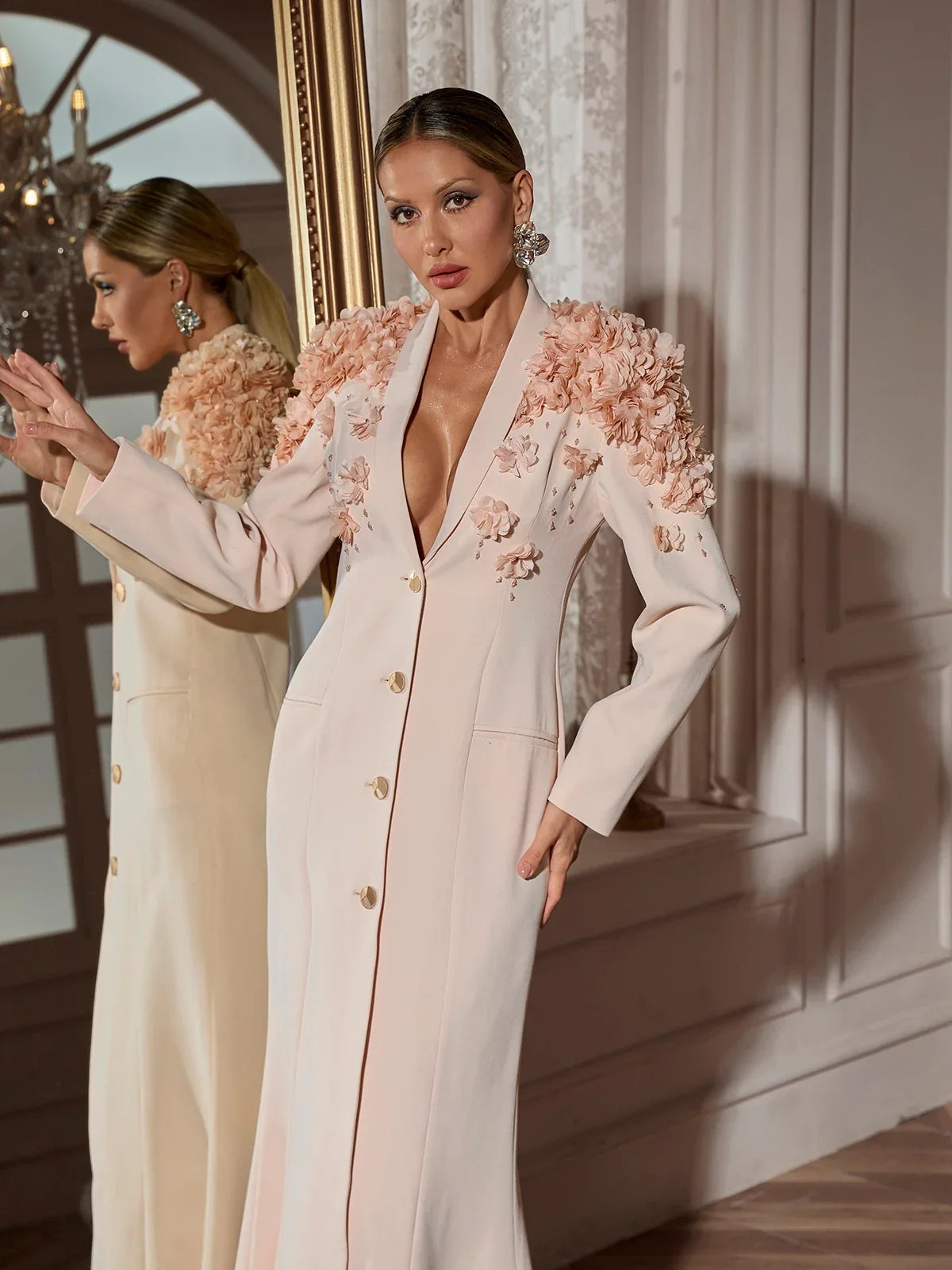 Rosalie 3D Floral Blazer Gown