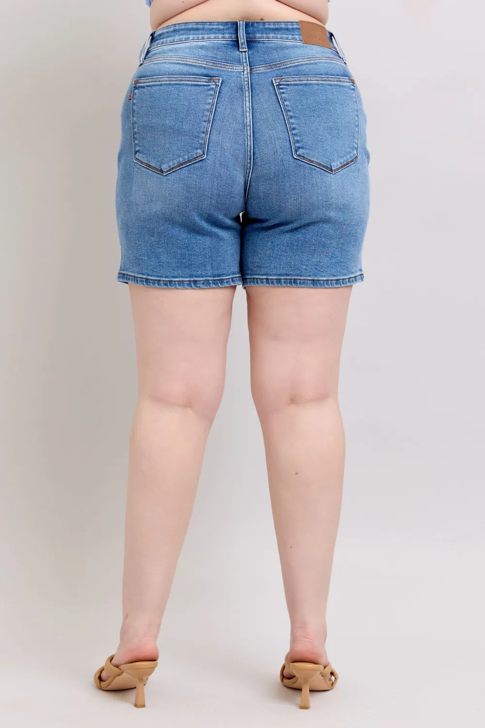 Plus Size Denim Shorts (S–3XL) | 2-Button Stretch Shorts