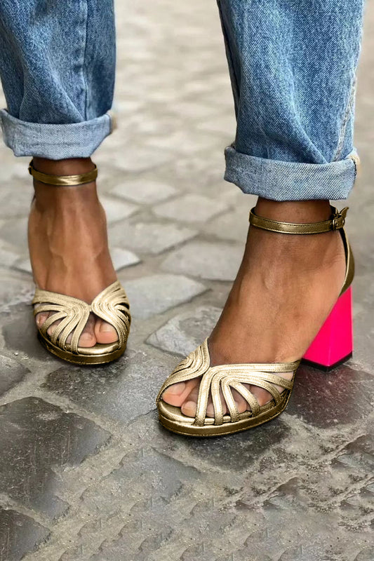 Violette | Sandales à talons hauts dorées