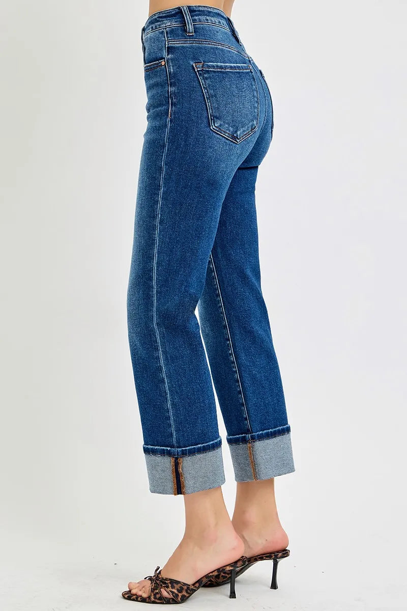 Curvy Fit High Rise Ankle Cuffed Jeans – Full Size