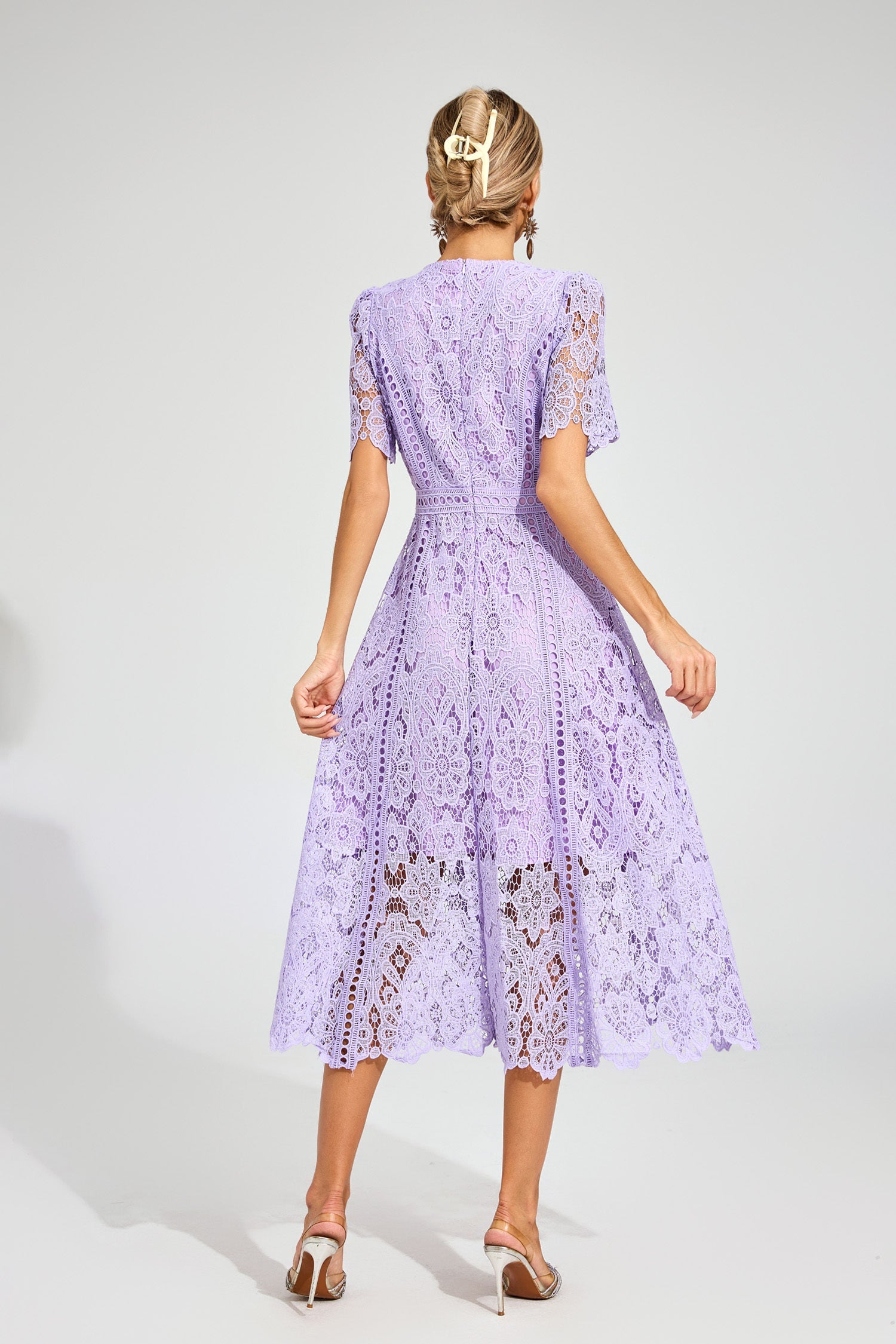Camille Purple Lace Midi Dress