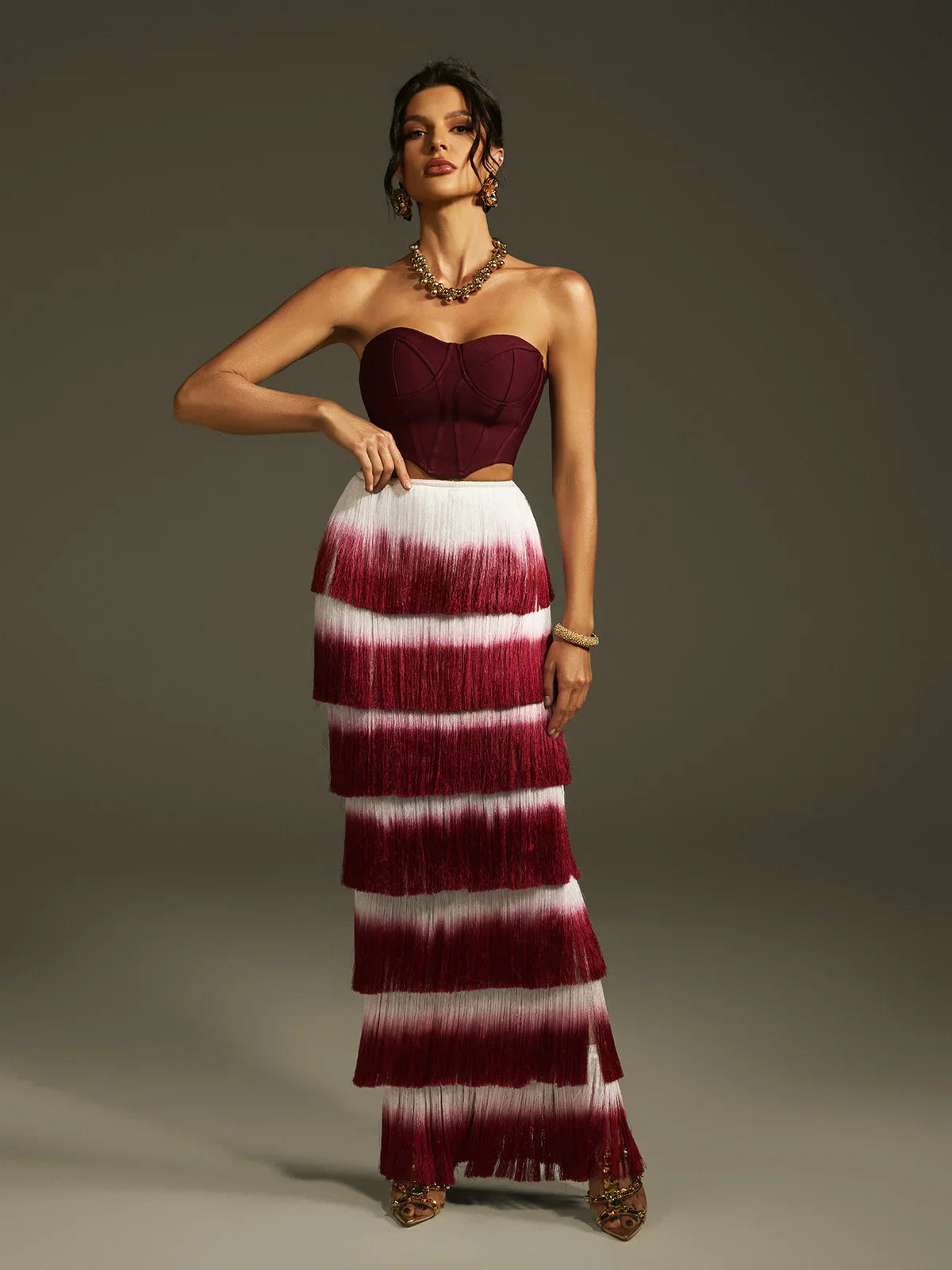 Bordeaux Cascade Fringe Set