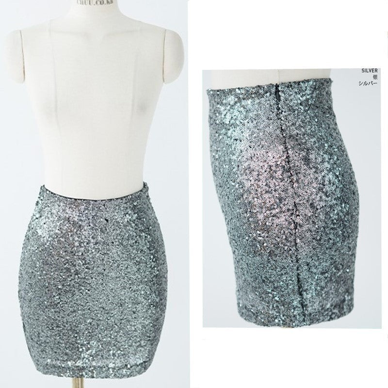 Sequin Mini Skirt available in Black, Gold or Silver Holiday Silver