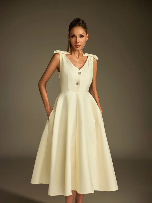 Colette Satin Fit & Flare Midi Dress