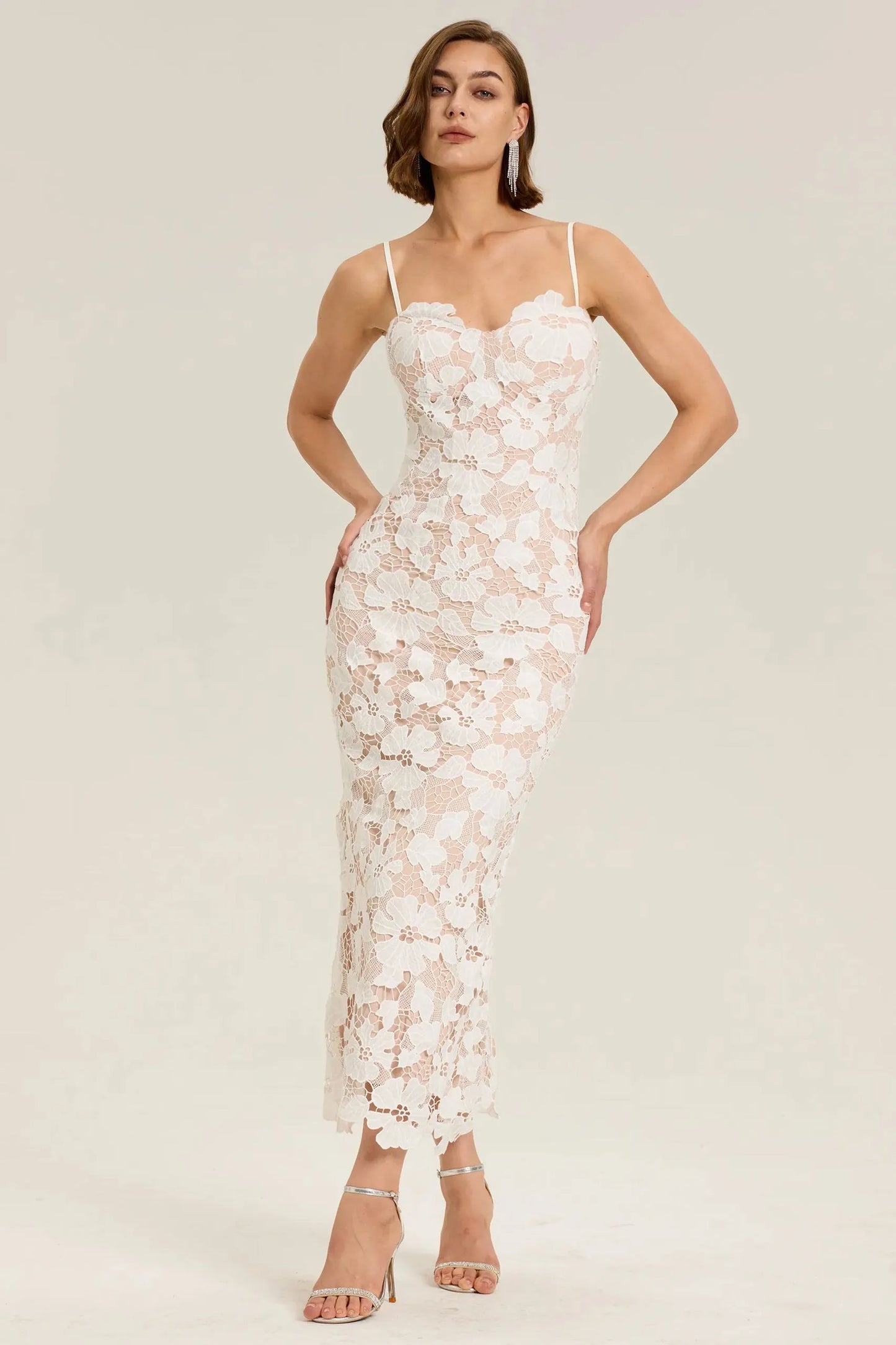 Isla Lace Corset Midi Dress