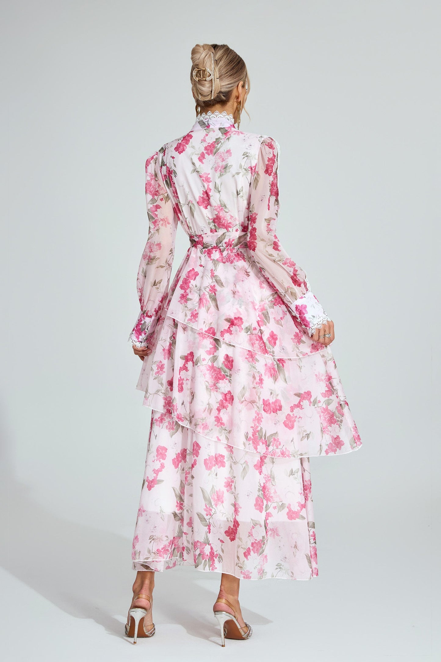 Rosalie Tiered Pink Floral Dress