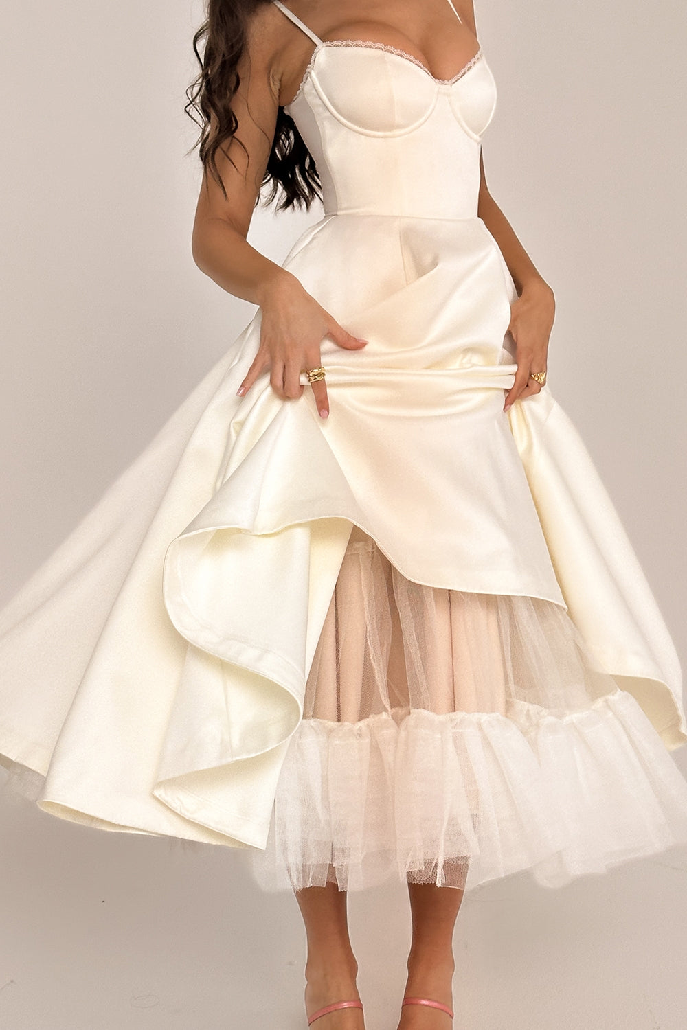 Mademoiselle midi dress- Ivory white