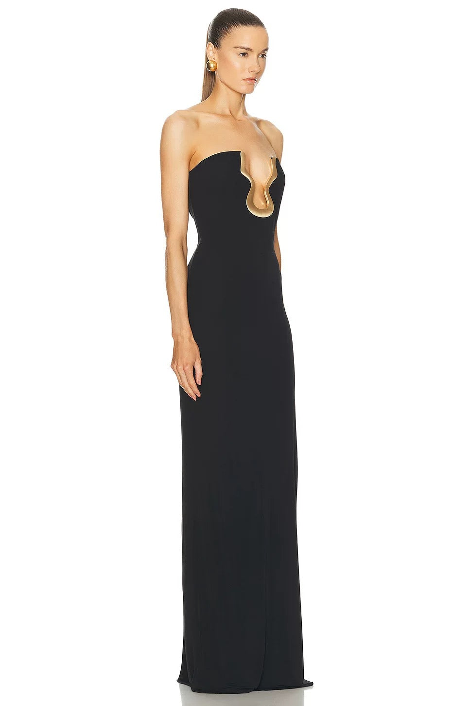 Strapless bandage black maxi dress