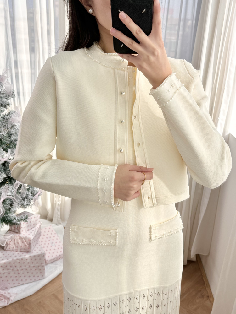 Pear adorned knitted top & dress Top only M